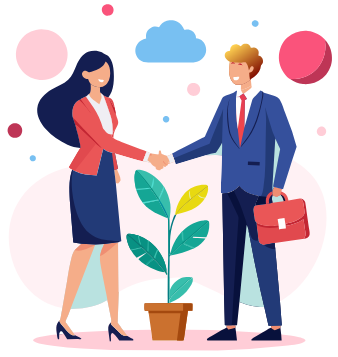 Two individuals shaking hands to conclude a business deal