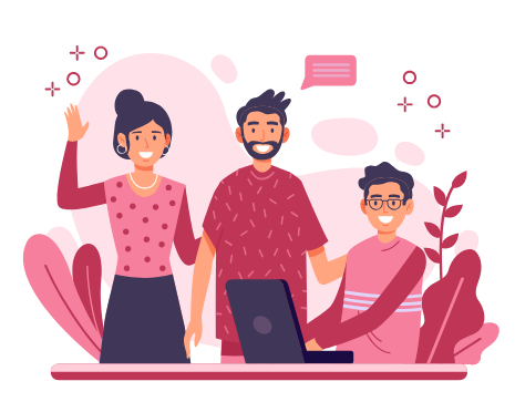 People welcoming others to contact them