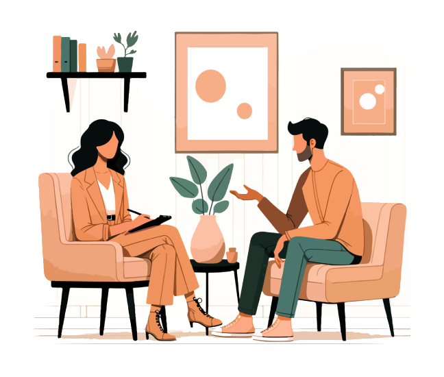 Person talking to therapist or medical professional